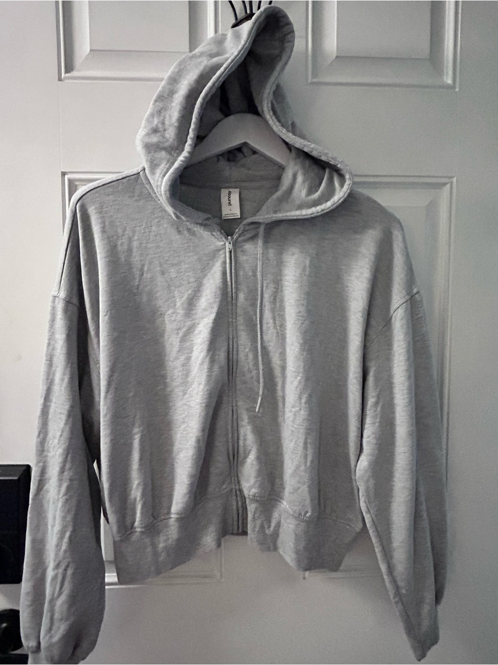 Abound Light Gray Zip Front Hooded Sweatshirt
